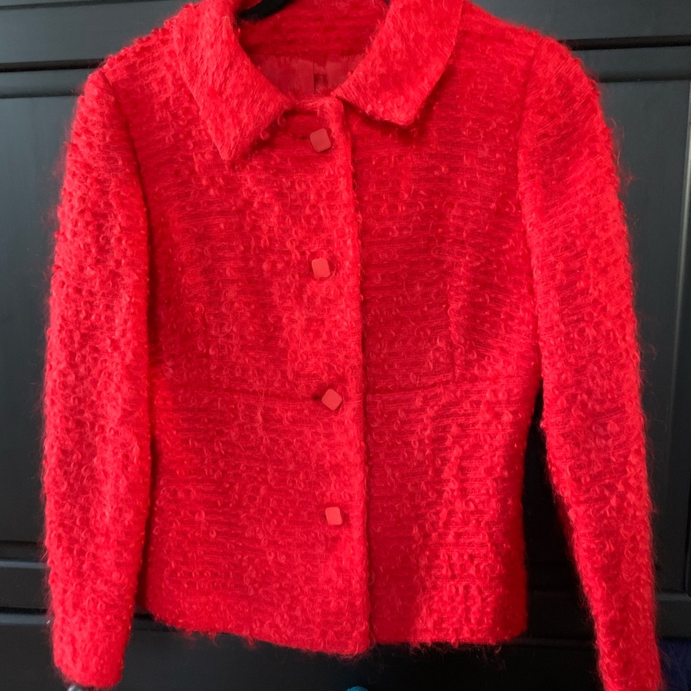 Vibrant Red Teddy Jacket - True Vintage